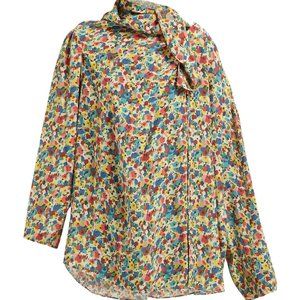 Brand New Balenciaga Floral Silk-crepe Blouse